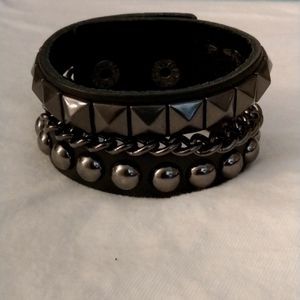 Hot Topic black real leather wrist band